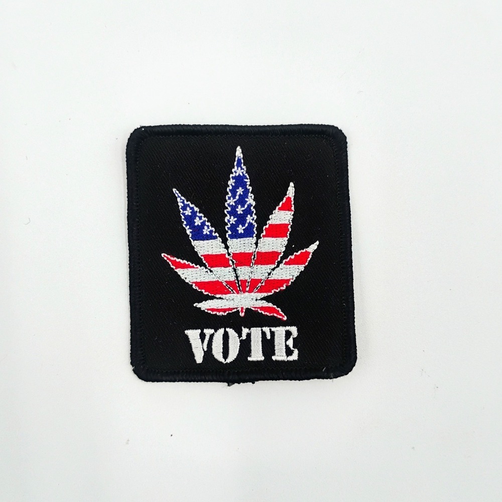 THC Clothing Vote American Flag Leaf Embroidered Patch Iron On Sew On VTG 90s